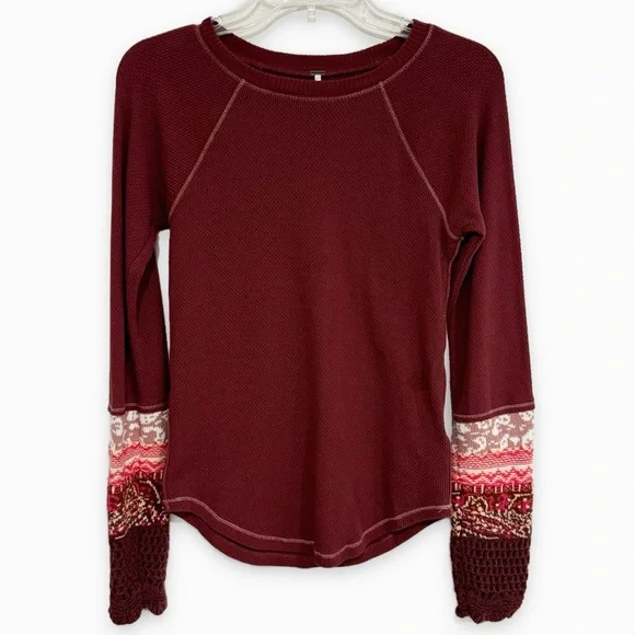 Free People | In The Mix Cuff Tee Rio Vino Purple Thermal Size Medium - Picture 5 of 10